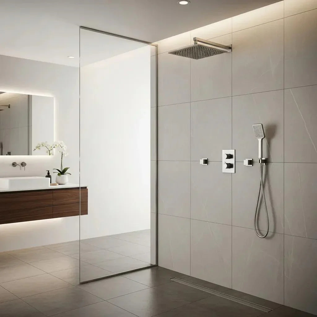 Modern shower system in a stylish bathroom setting
