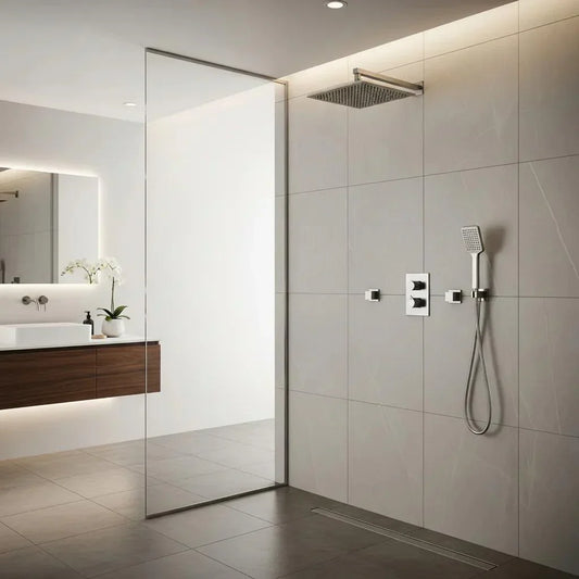 Modern shower system in a stylish bathroom setting