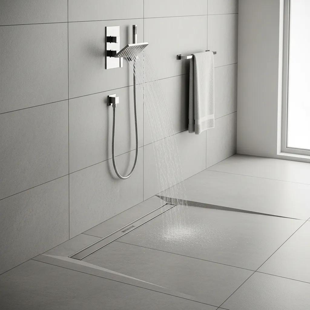 REVOLUX CURVE paired with the GURU Speedy Superkit in a contemporary shower