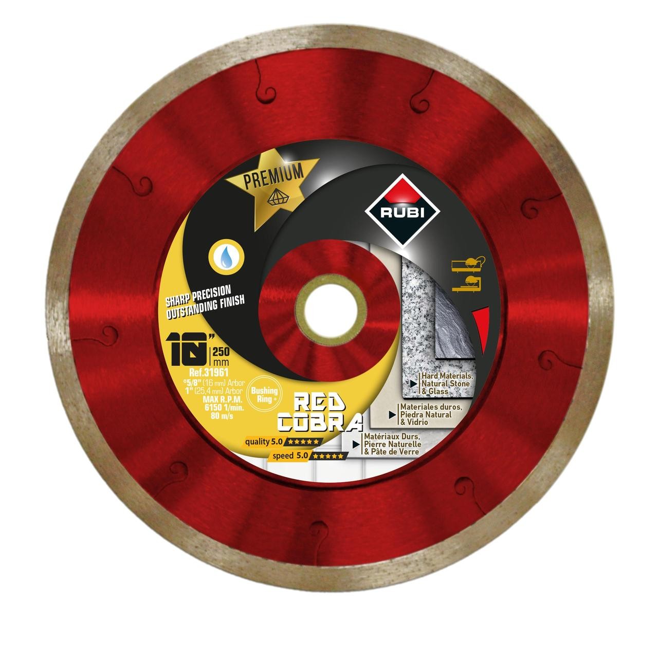 RUBI RED COBRA PREMIUM Diamond Blade (WET) - Versatile Cutting for ...
