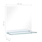 Wall Mirror Transparent Tempered Glass 11.8 x 11.8 in
