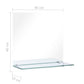Wall Mirror Transparent Tempered Glass 15.7 x 15.7 in Wall mount