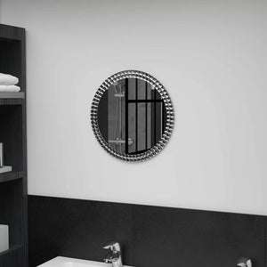 Wall Mirror Silver Tempered glass, Acrylic crystal 15.7 in diameter