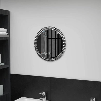 Wall Mirror Silver Tempered glass, Acrylic crystal 15.7 in diameter