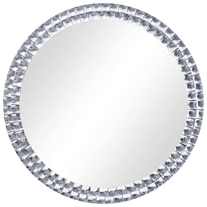 Wall Mirror Silver Acrylic Crystal, Tempered Glass 23.6 in Diameter