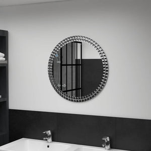 Wall Mirror Silver Acrylic Crystal, Tempered Glass 23.6 in Diameter
