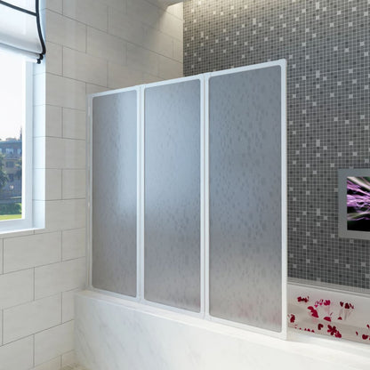 Shower Bath Screen Wall 55.5 x 52.0" 3 Panels Foldable
