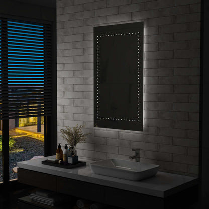 Bathroom Mirror Silver Glass and Aluminum 24 x 40 in Lights