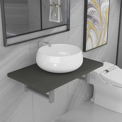 Bathroom Furniture Set Gray Engineered wood Compact Modern