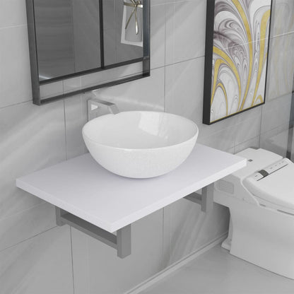 Bathroom Furniture Set White Engineered wood and ceramic Medium