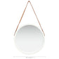 Wall Mirror White, Brown Faux Leather, Paulownia Wood, Glass Large