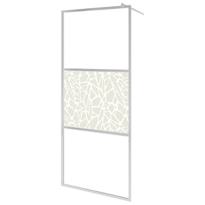 Walk-in Shower Wall ESG Glass with Stone Design 45.3x76.8"