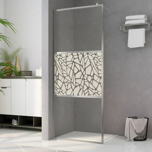 Walk-in Shower Wall ESG Glass with Stone Design 45.3x76.8"