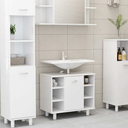 Bathroom Cabinet High gloss white Engineered wood