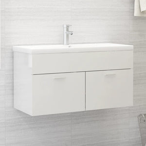 Sink Cabinet High gloss white Engineered wood Medium Sink Cabinet