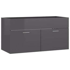 Sink Cabinet High gloss grey Engineered wood Large