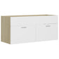 Sink Cabinet White and sonoma oak Engineered wood 39.4x15.2x18.1 in
