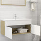 Sink Cabinet White and sonoma oak Engineered wood 39.4x15.2x18.1 in