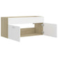 Sink Cabinet White and sonoma oak Engineered wood 39.4x15.2x18.1 in