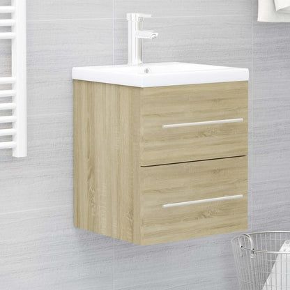 Sink Cabinet Sonoma Oak Engineered Wood Compact Bathroom Cabinet