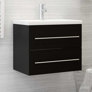 Sink Cabinet Black Engineered Wood Medium Bathroom Cabinet