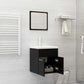 Bathroom Furniture Set Black Engineered wood, Acrylic Medium