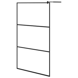 Walk-in Shower Wall with Clear ESG Glass Black 45.3"x76.8"