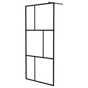 Walk-in Shower Wall with Tempered Glass Black 39.4"x76.8"