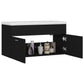 Sink Cabinet With Basin Black Engineered wood, Ceramic Medium