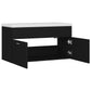 Sink Cabinet With Basin Black Engineered wood, Ceramic Medium