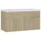 Sink Cabinet With Basin Sonoma oak, White Engineered wood, Ceramic