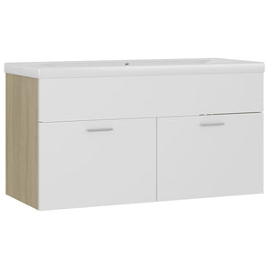 Sink Cabinet With Basin White and sonoma oak