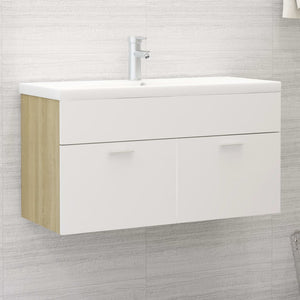 Sink Cabinet With Basin White and sonoma oak