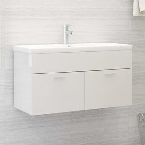 Sink Cabinet With Basin High gloss white Engineered Wood