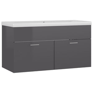 Sink Cabinet With Basin High Gloss Grey, White