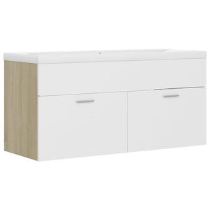 Sink Cabinet With Basin White and Sonoma Oak