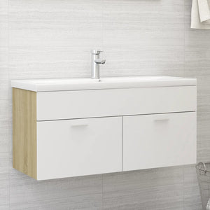 Sink Cabinet With Basin White and Sonoma Oak