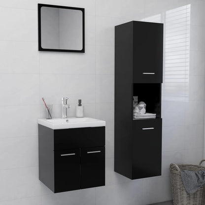 Bathroom Furniture Set Black Engineered wood, acrylic