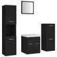 Bathroom Furniture Set Black, White Engineered wood, Acrylic, Ceramic