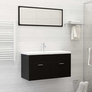 Bathroom Furniture Set Black Engineered wood Large