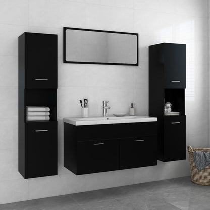Bathroom Furniture Set Black Engineered wood, ceramic, acrylic