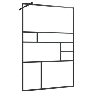Walk-in Shower Wall with Clear ESG Glass 45.3"x76.8" Black