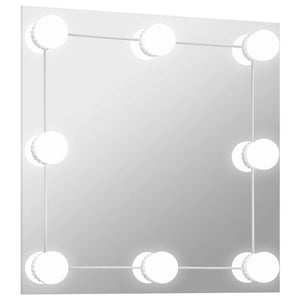 Wall Mirror With Led Light Silver Glass, Plastic