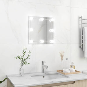 Wall Mirror With Led Light Silver Glass, Plastic