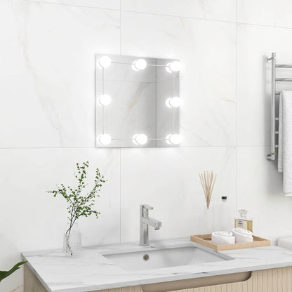 Wall Mirror With Led Light Silver Glass, Plastic