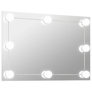 Wall Mirror With Led Light Silver Glass, Plastic Medium