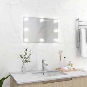 Wall Mirror With Led Light Silver Glass, Plastic Medium