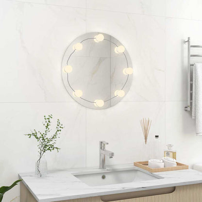 Wall Mirror With LED Light Silver Glass, Plastic 19.7 in Diameter