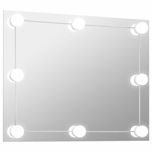 Wall Mirror With Led Light Silver Glass, EVA, Plastic