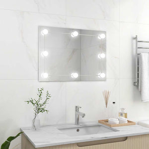 Wall Mirror With Led Light Silver Glass, EVA, Plastic